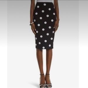 WHBM black pencil skirt with sequin white dots. Size S